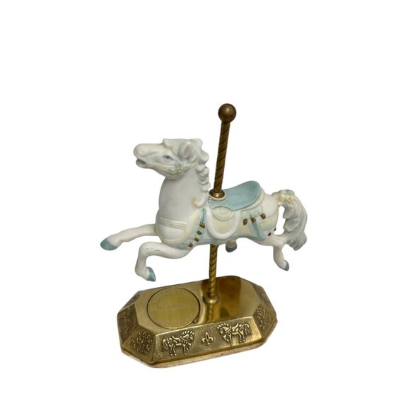 Vintage Westminster Carousel Horse Figurines Set Of 2 Gold Base Porcelain Collec - Picture 8 of 9